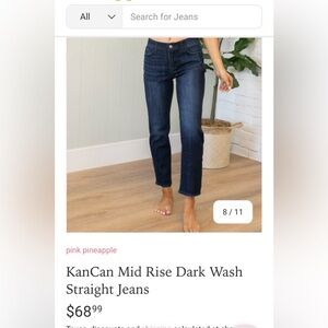 KanCan Women's Dark Blue Straight Leg Jeans